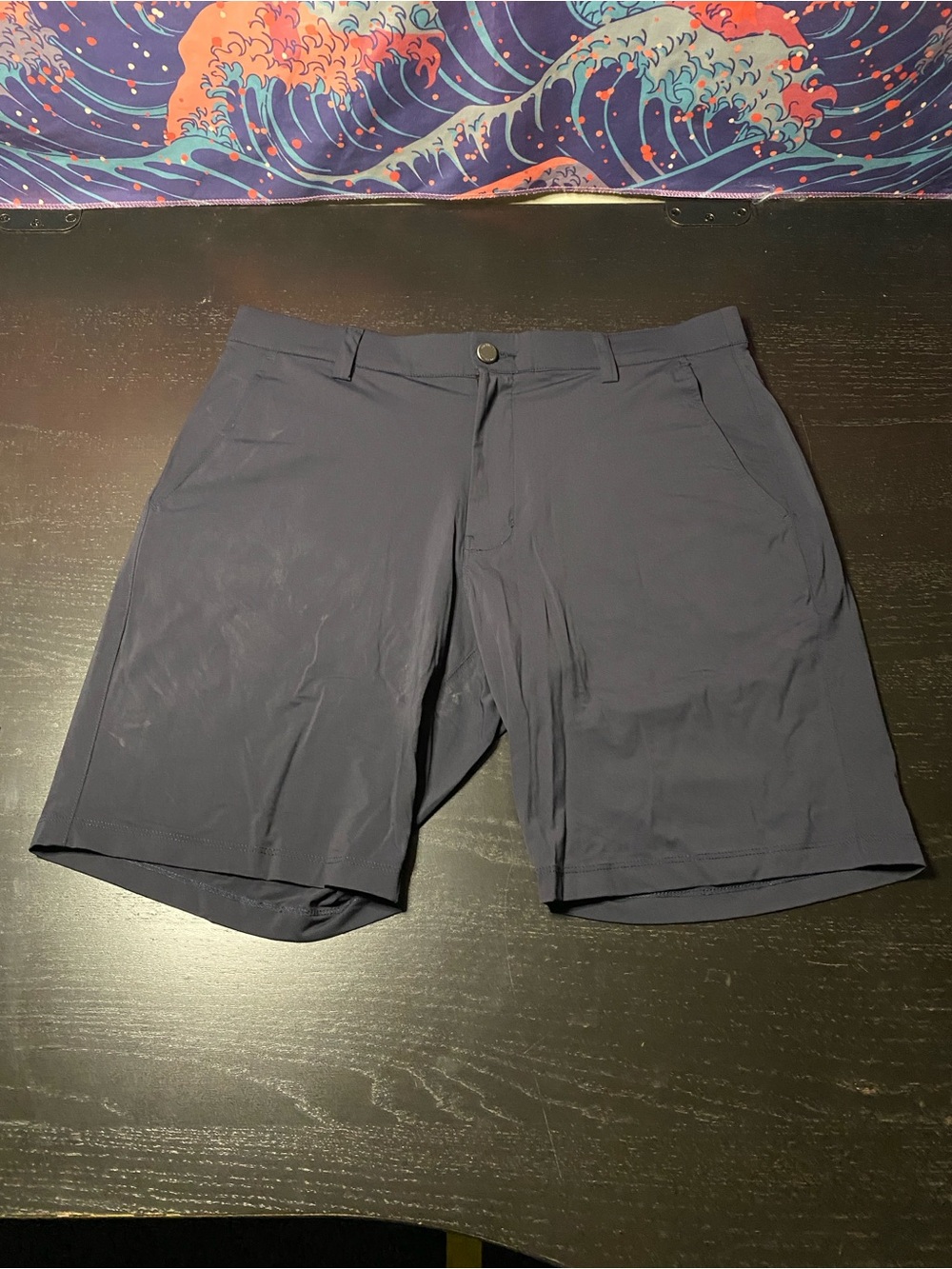 INFINITY Men's Flat-Front Athletic Shorts - Navy Blue